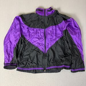 Veno Men's Purple Black Colorblock Full Zip Windbreaker Jacket Size Unknown